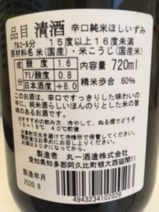 日本酒 銘柄 種類 裏